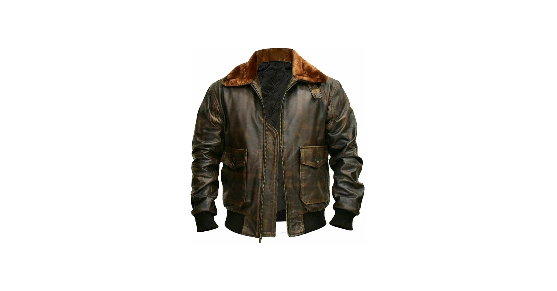 Mens G-1 Fur Collar US Navy Flight Distressed Brown Aviator